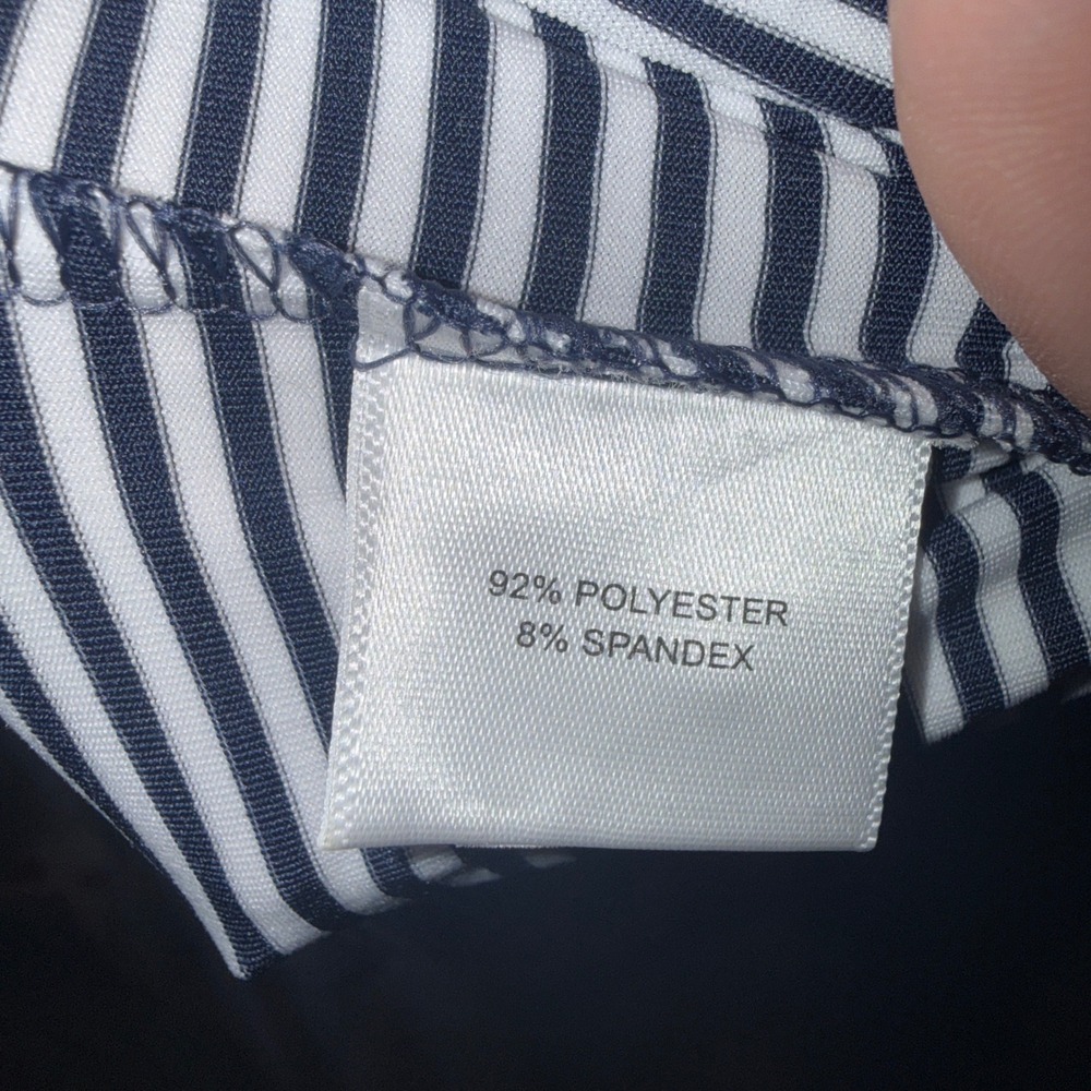 Peter Millar Polo Shirt Mens XL Navy White Stripe Golf Logo Sleeve - Picture 5 of 6